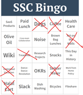 Bingo card from 2018 Start-Stop-Continue